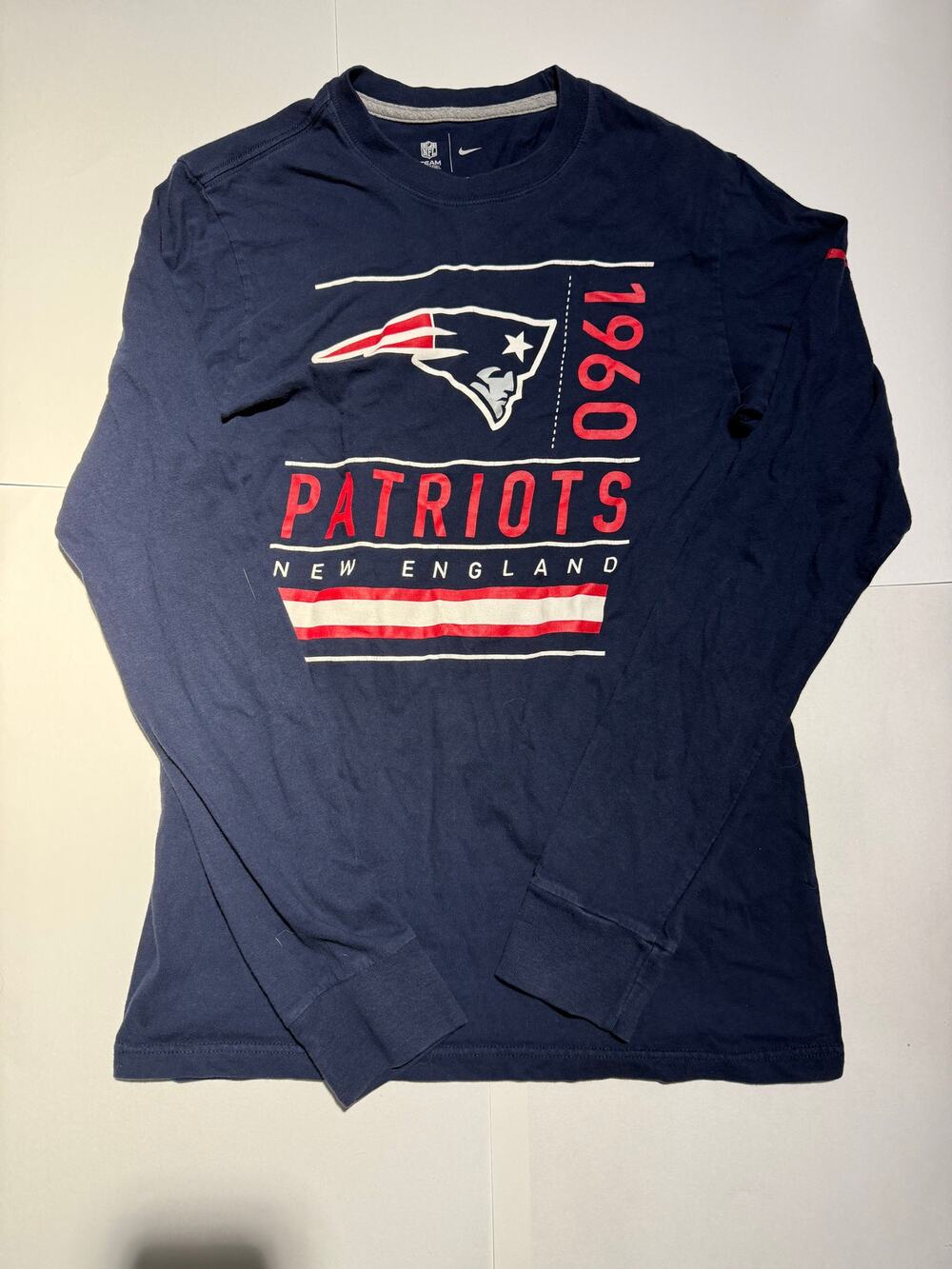 Nike NFL Team Apparel New England Patriots Long Sleeve Shirt (Navy, Size Small)